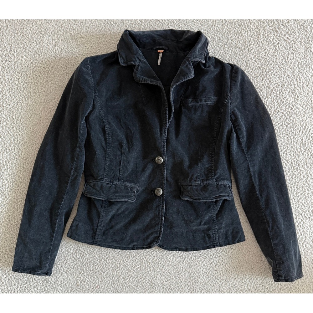 Free People Corduroy Blazer Jacket Medium Crest Preppy Old Money Parisian